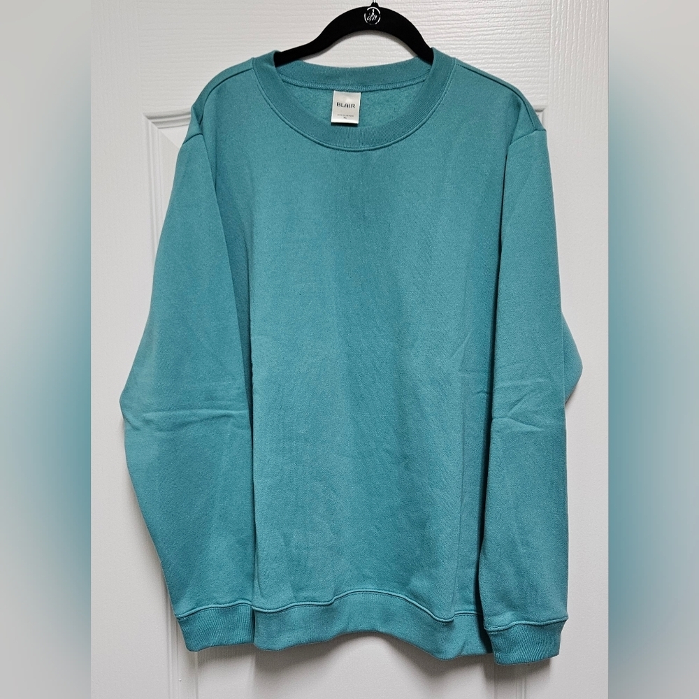Blair Sweatshirt XL Teal Crewneck Pullover Casual Cozy Oversized. - Picture 1 of 4